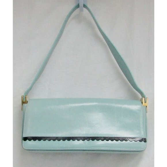 St. John Vintage Leather Shoulder Bag Light Green - Picture 1 of 9